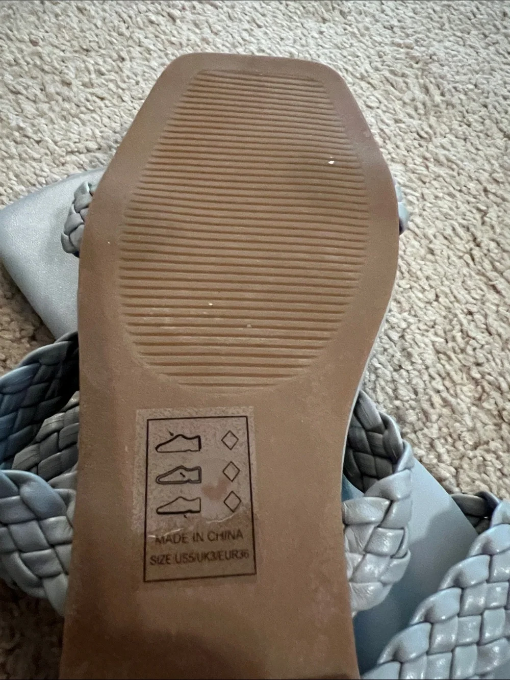 Qupid Light Gray Braided Double-Strap Slide Sandals